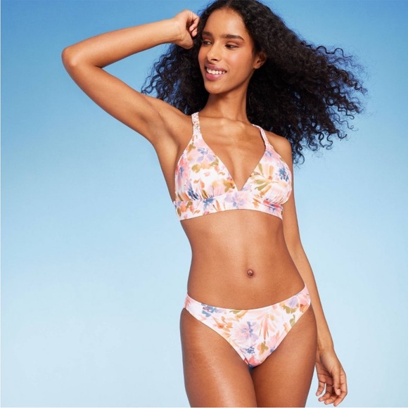 Shade & Shore Women's Braided Strap Triangle Longline Bikini Top - Picture 5 of 5